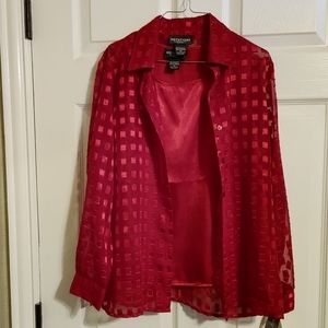 Notations Petite 2pc Shirt set, Cranberry color, size PS.